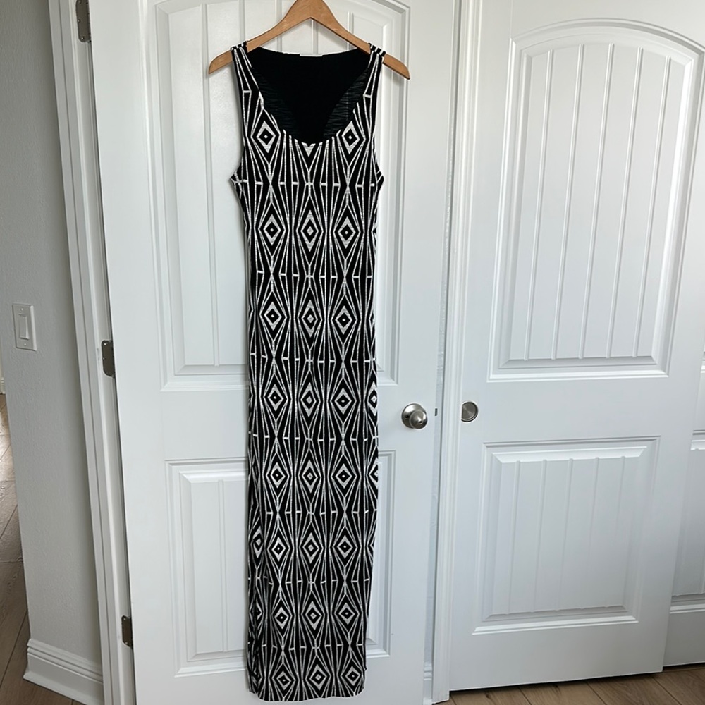 Never Worn! Black and White Patterned Maxi Dress
